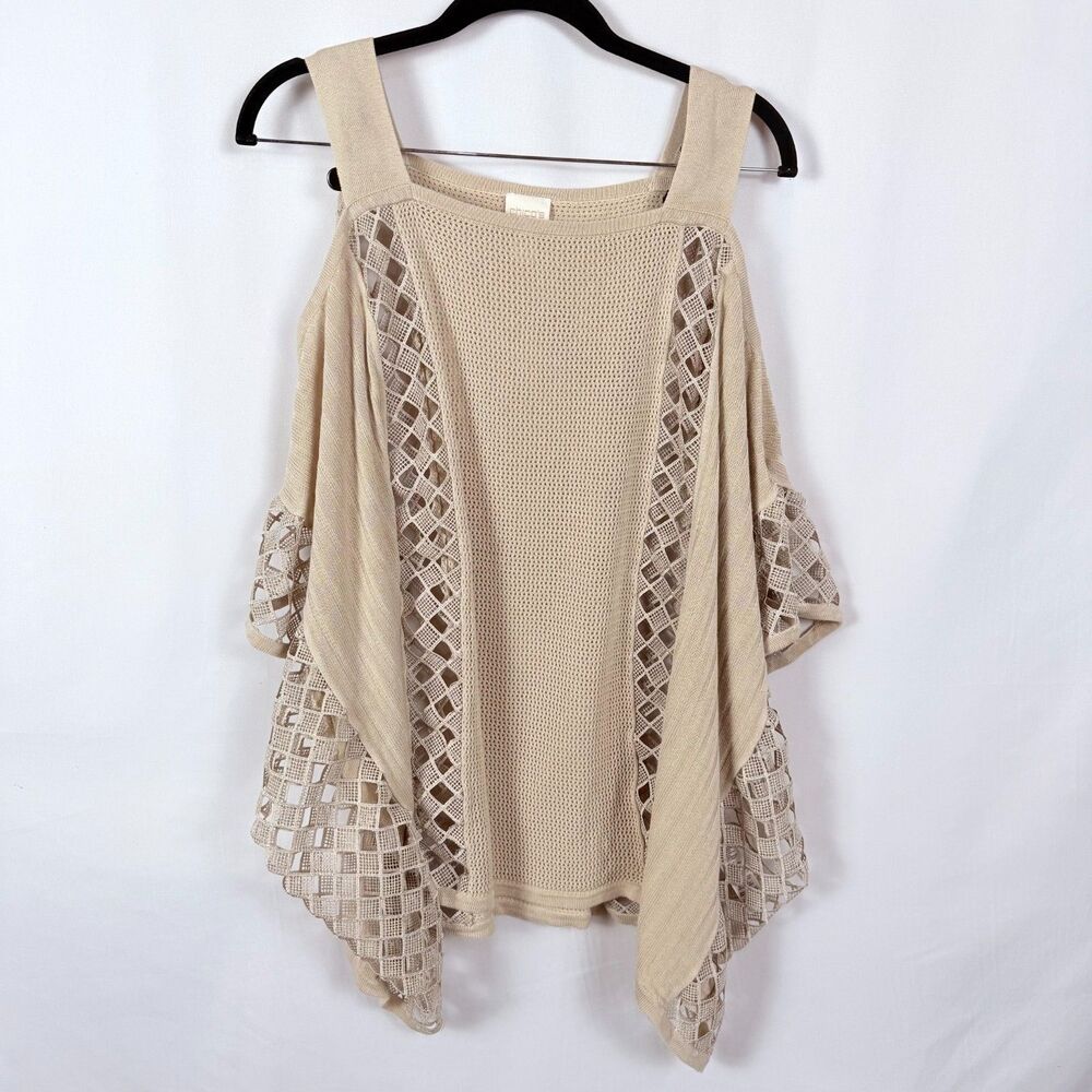 Chicos Cut Out Cold Shoulder Poncho Beach Vacation Chico's 3 XL